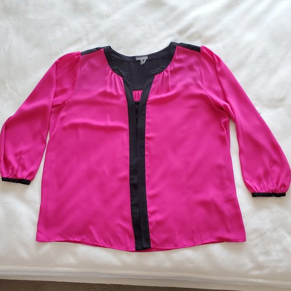 Vince Camuto Plus Size 2X Pink Black LS Top NWT - Picture 5 of 14